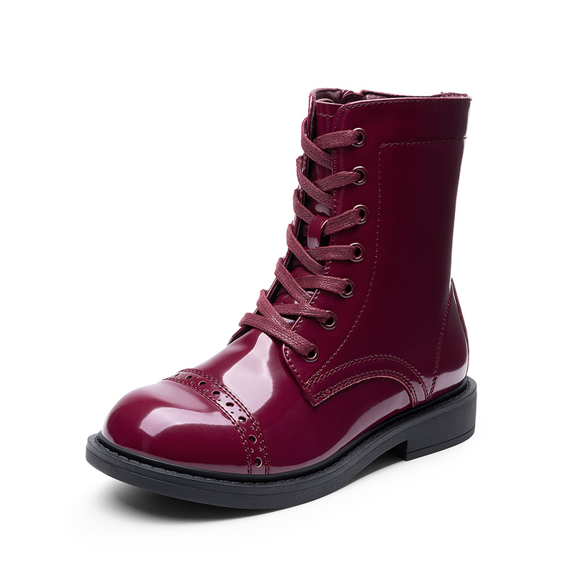 DREAM PAIRS Girls    Cushioned Side Zipper Perforated Ankle Boots