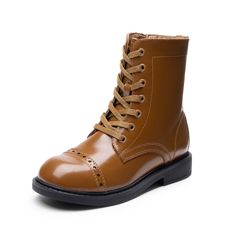 DREAM PAIRS Girls Cushioned Side Zipper Perforated Ankle Boots