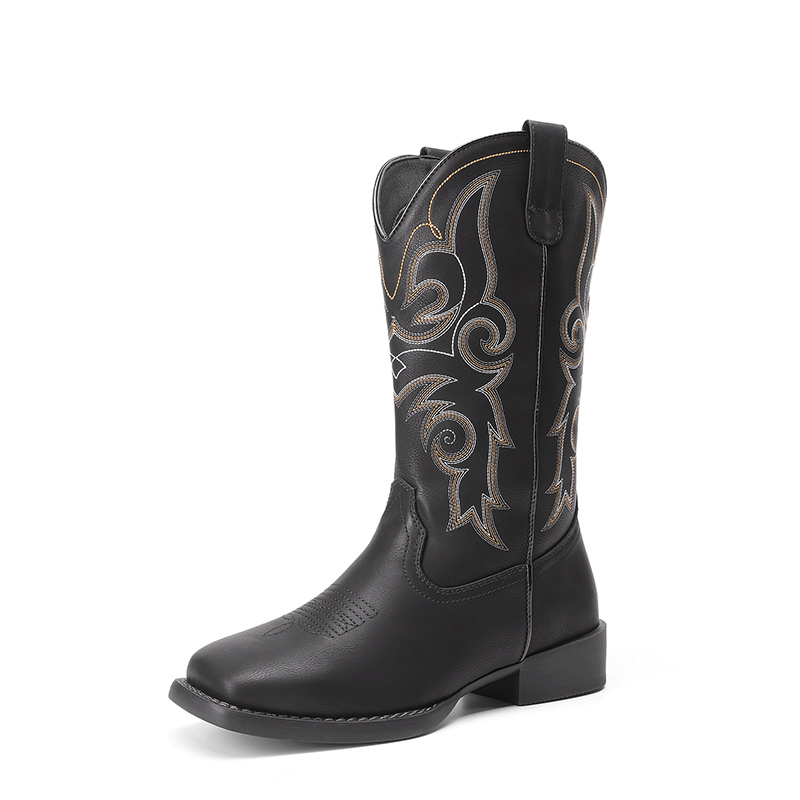 DREAM PAIRS Women   s Mid Calf Embroidered Cowboy Boots — view 1