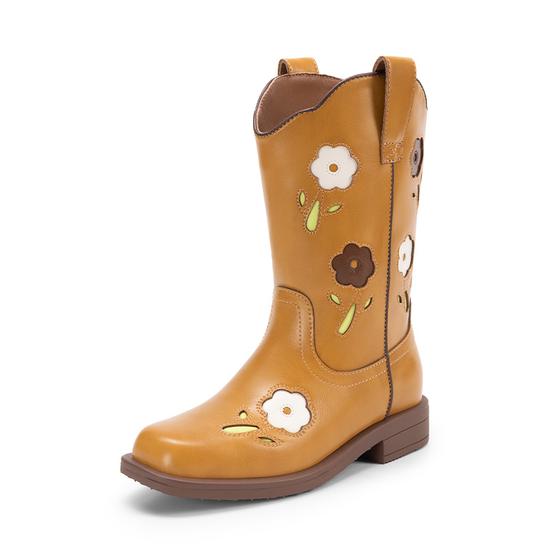 DREAM PAIRS Girls    Durable Slip On Floral Western Boots — view 1