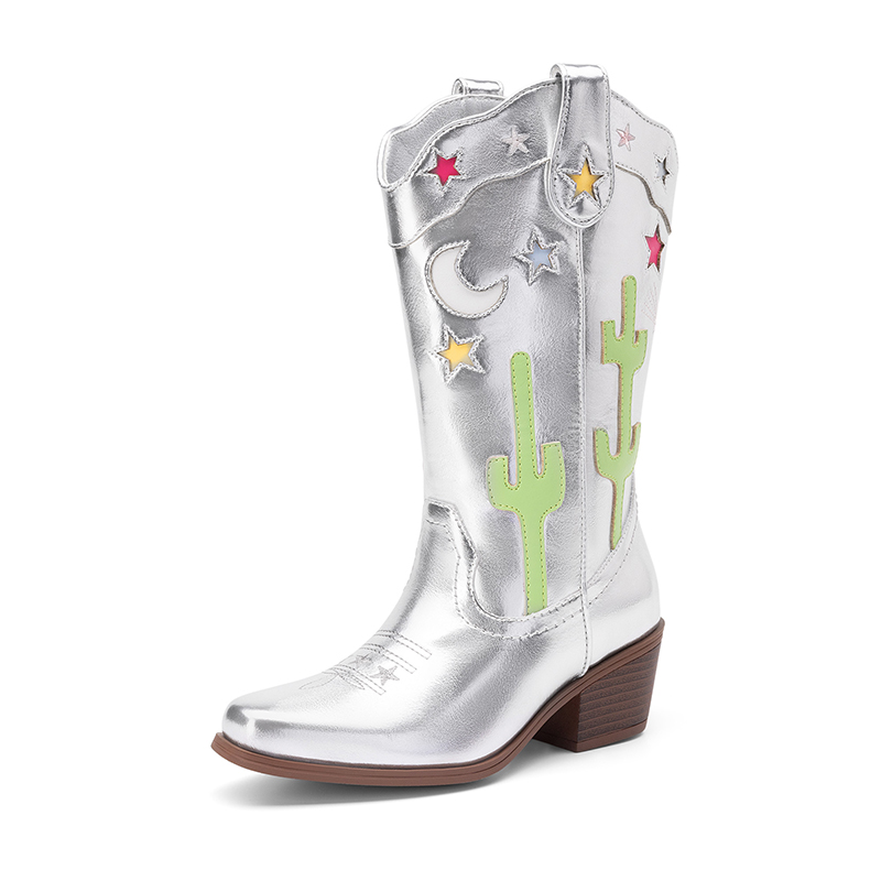 DREAM PAIRS Girls    Embroidered Western Cowboy Boots — view 1