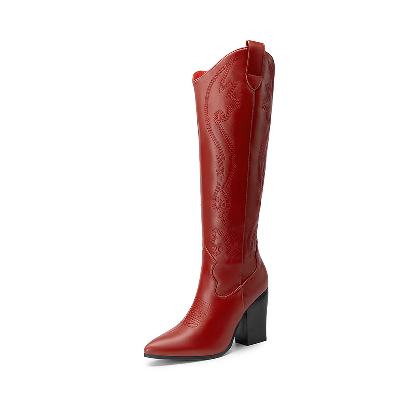 DREAM PAIRS Pointed Toe Embroidered Cowboy Boots