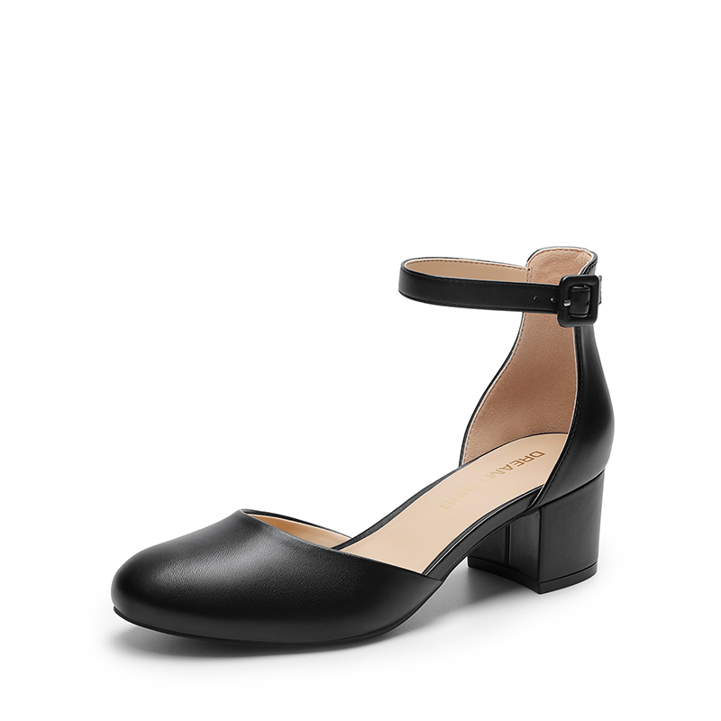 DREAM PAIRS Women   s Round Toe D   Orsay Block Heel Pumps — view 1