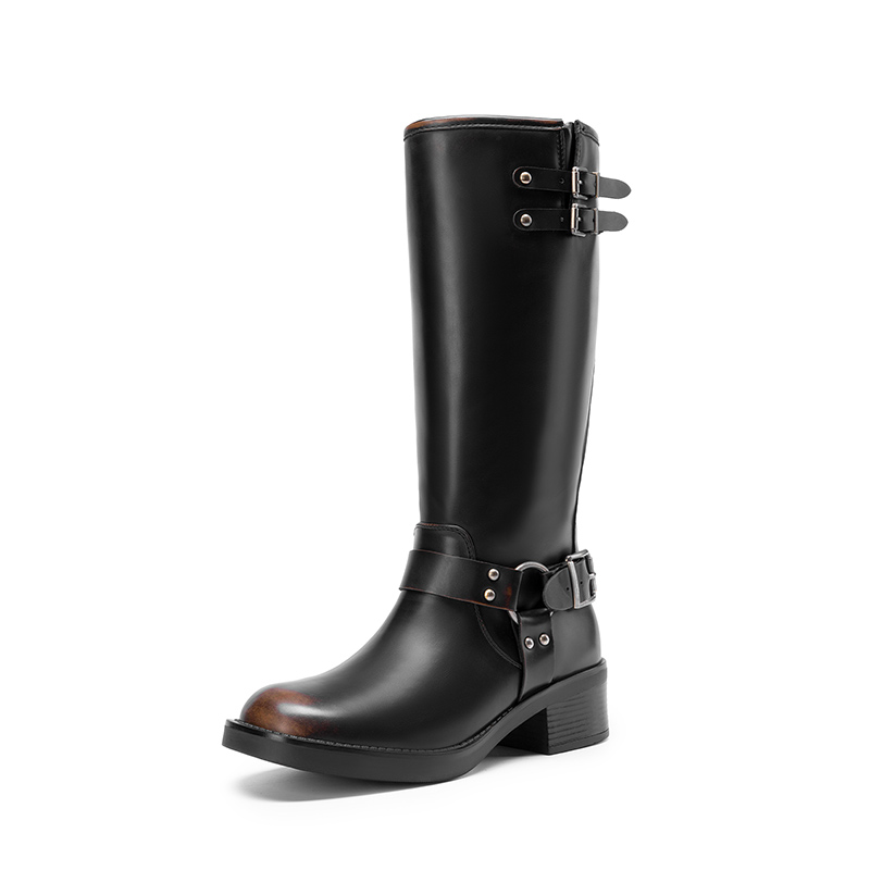 DREAM PAIRS Women   s Adjustable Strap Moto Boots