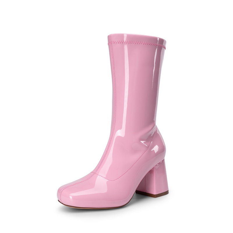 DREAM PAIRS Women   s Square Toe Block Heel Go Go Boots