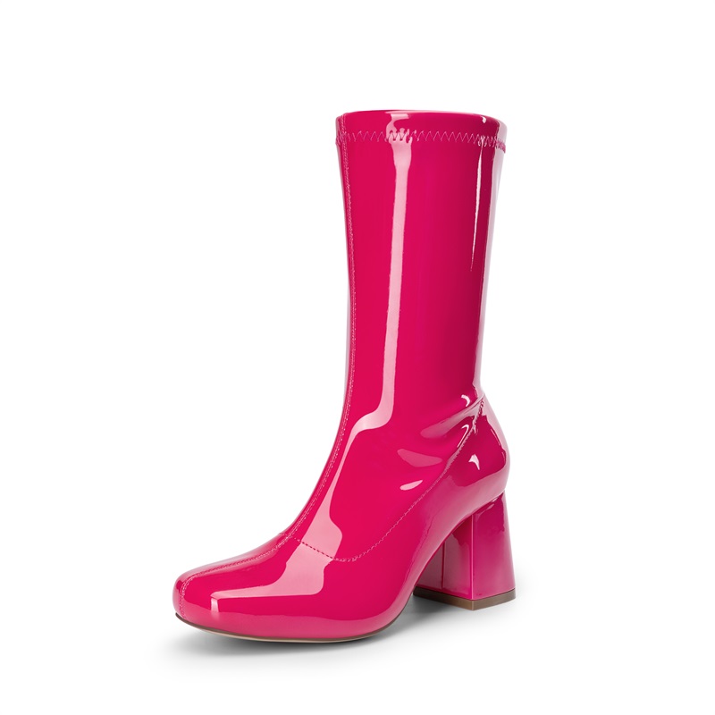 DREAM PAIRS Women   s Square Toe Block Heel Go Go Boots
