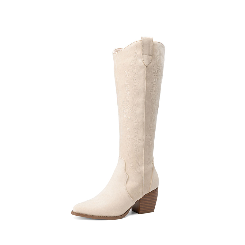 DREAM PAIRS Dallas Embroidered Western Cowboy Knee High Boots