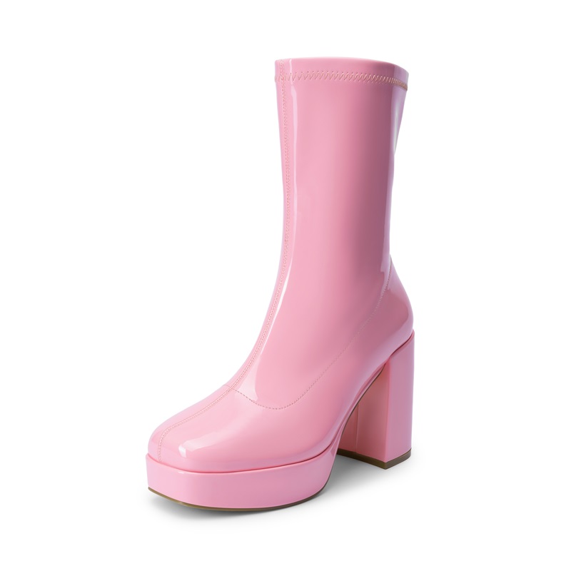 DREAM PAIRS Y2K Square Toe Platform Mid calf Boots