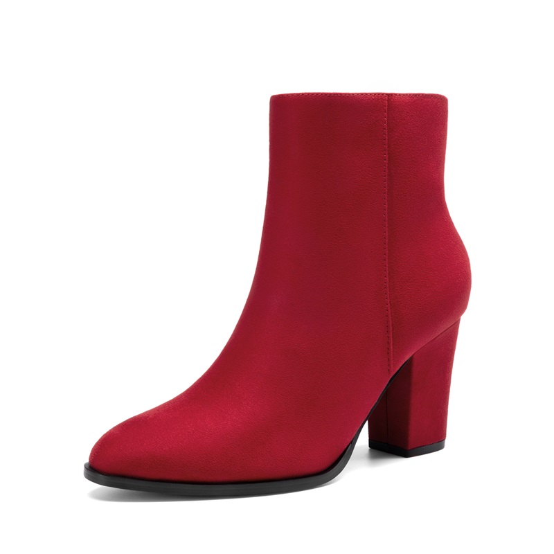 DREAM PAIRS Pointed Toe Chunky Heel Ankle Boots