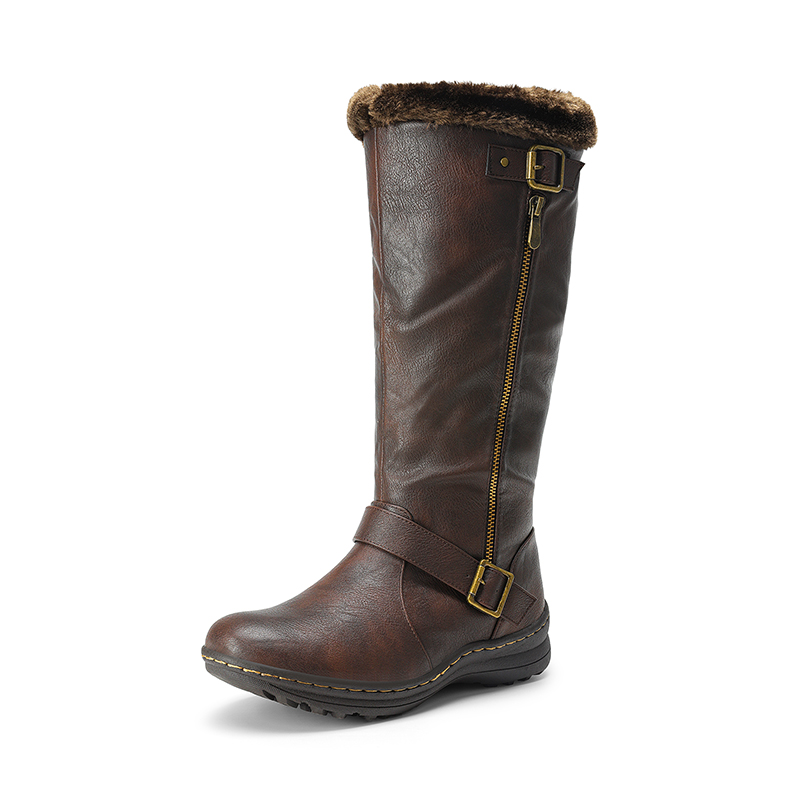 DREAM PAIRS Women   s Faux Fur Lined Knee High Boots