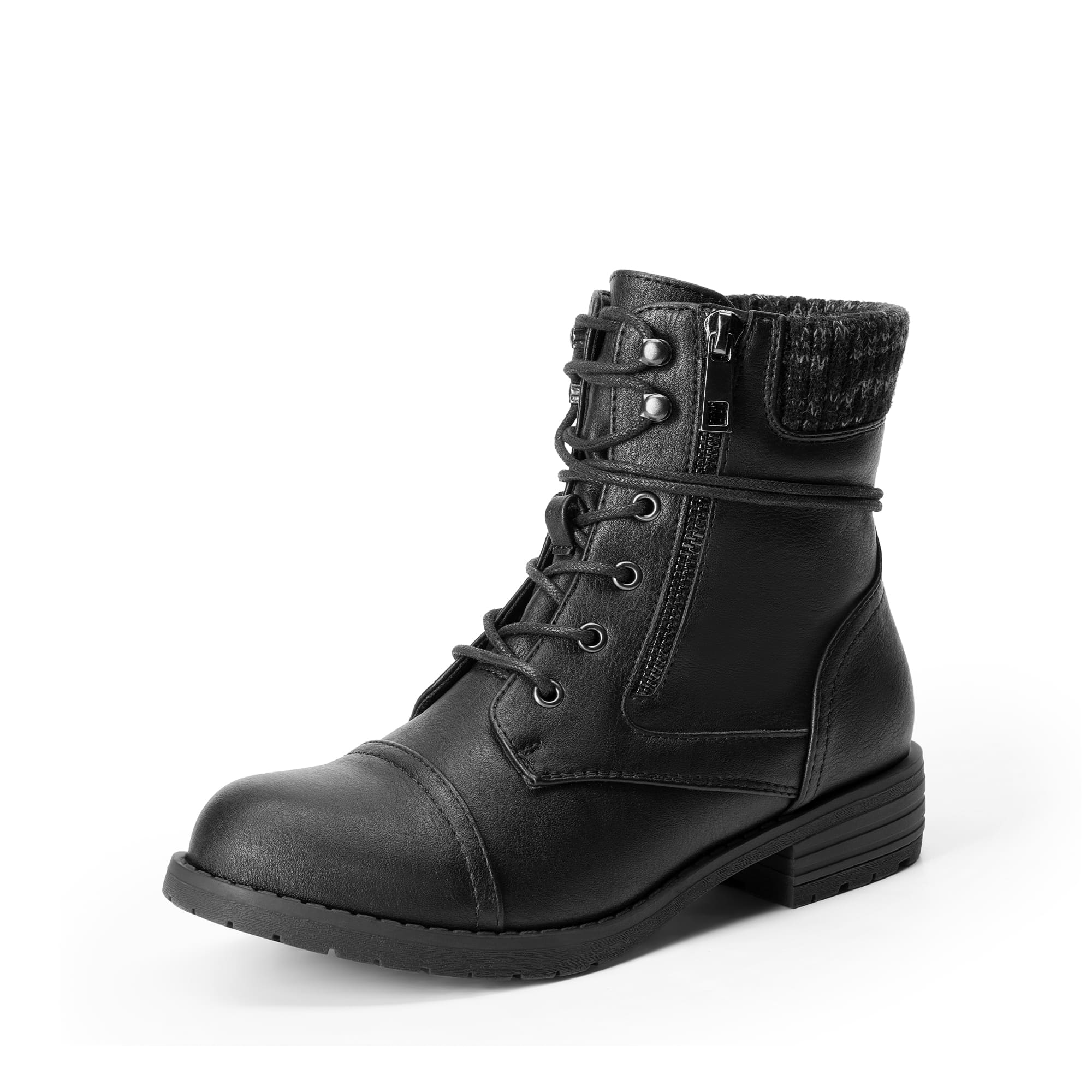 DREAM PAIRS Women   s Knit Cuff Moto Ankle Boots