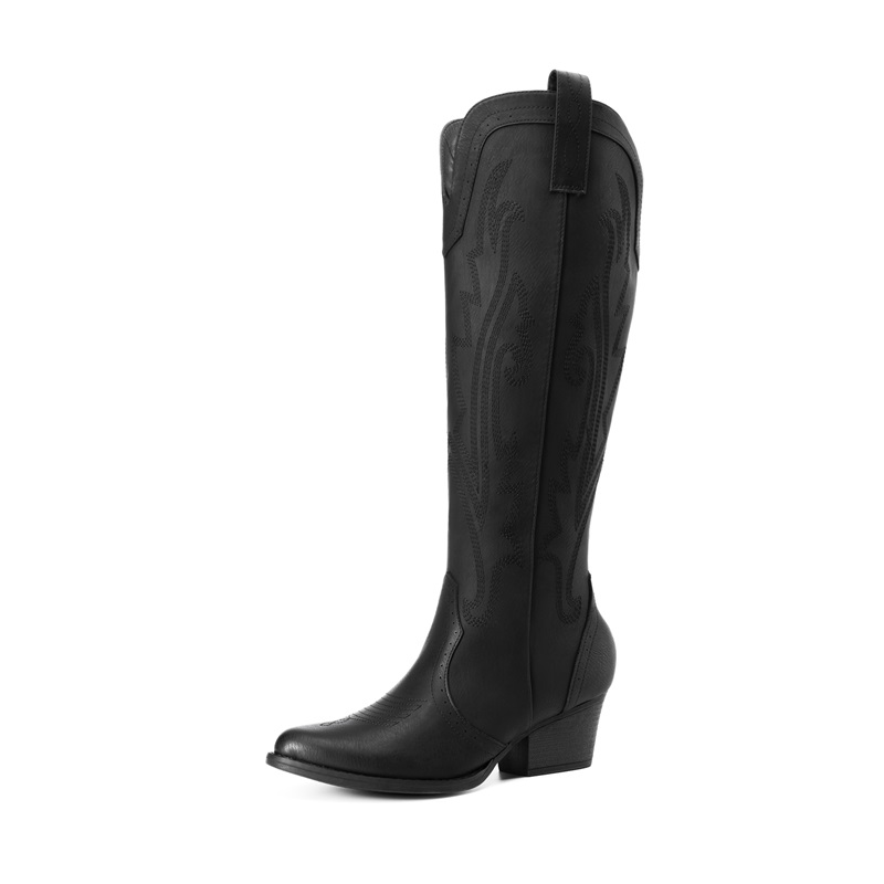 DREAM PAIRS Women   s Mid Heel Western Style Boots — view 1