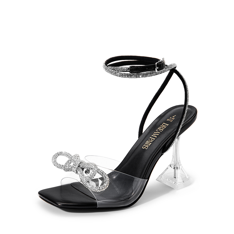 DREAM PAIRS Women s Rhinestone Bowknot High Heeled Sandals