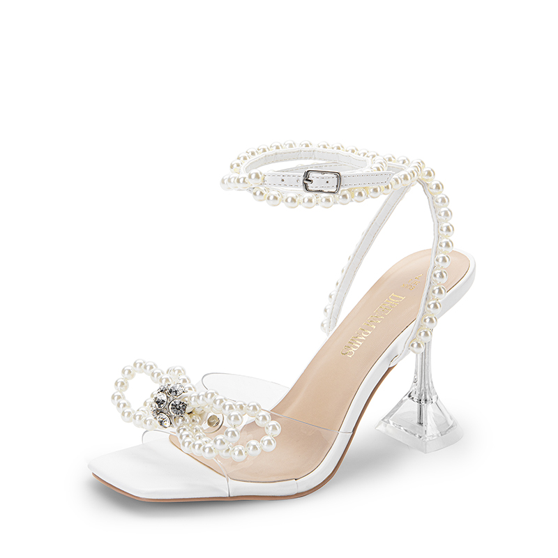 DREAM PAIRS Women   s Rhinestone Bowknot High Heeled Sandals