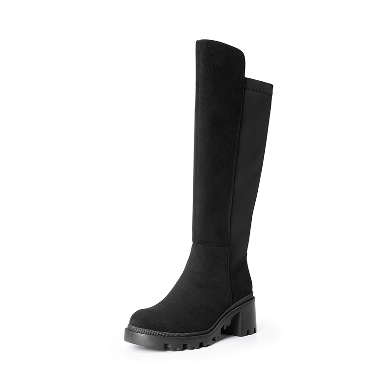 DREAM PAIRS Vegan Leather Chunky Stretch Knee High Boots