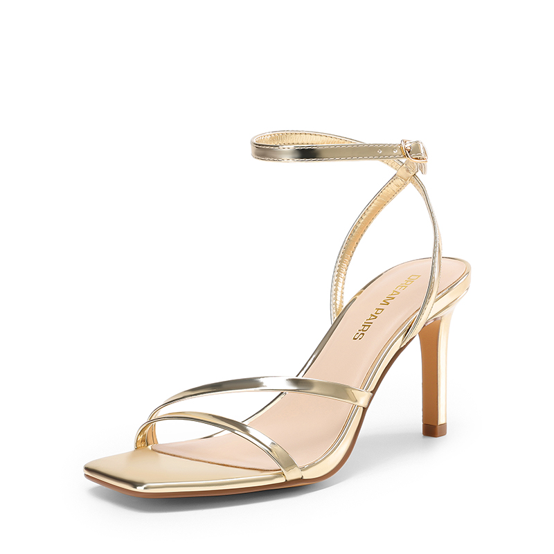 DREAM PAIRS Women   s Strappy Stiletto Heeled Sandals