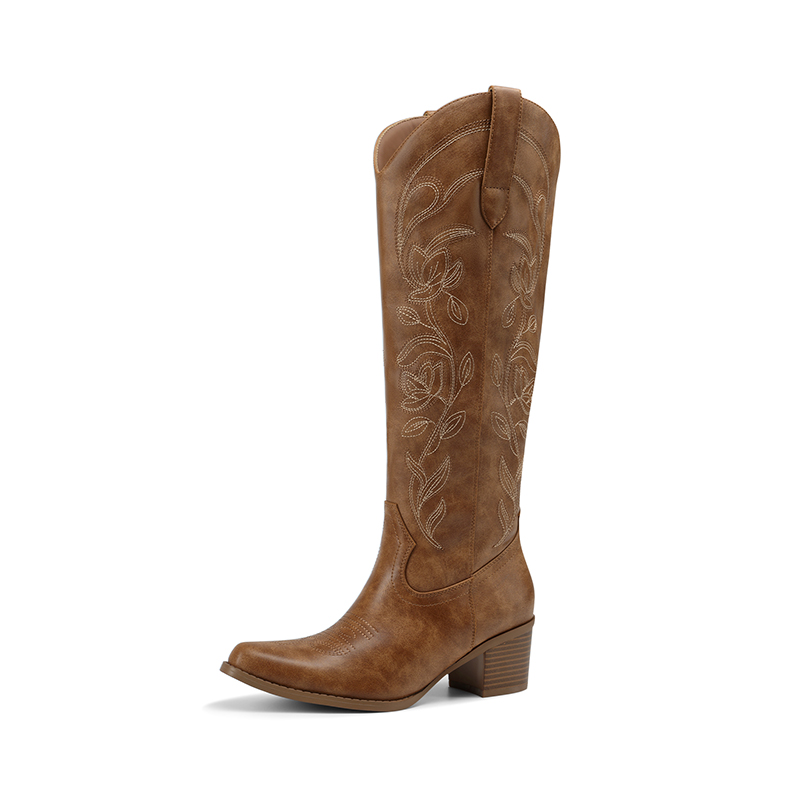 DREAM PAIRS Comfort Square toe Knee high Cowboy Boots — view 1