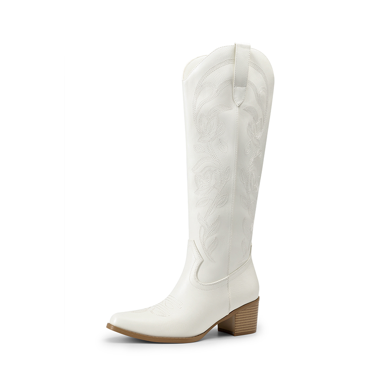 DREAM PAIRS Comfort Square toe Knee high Cowboy Boots