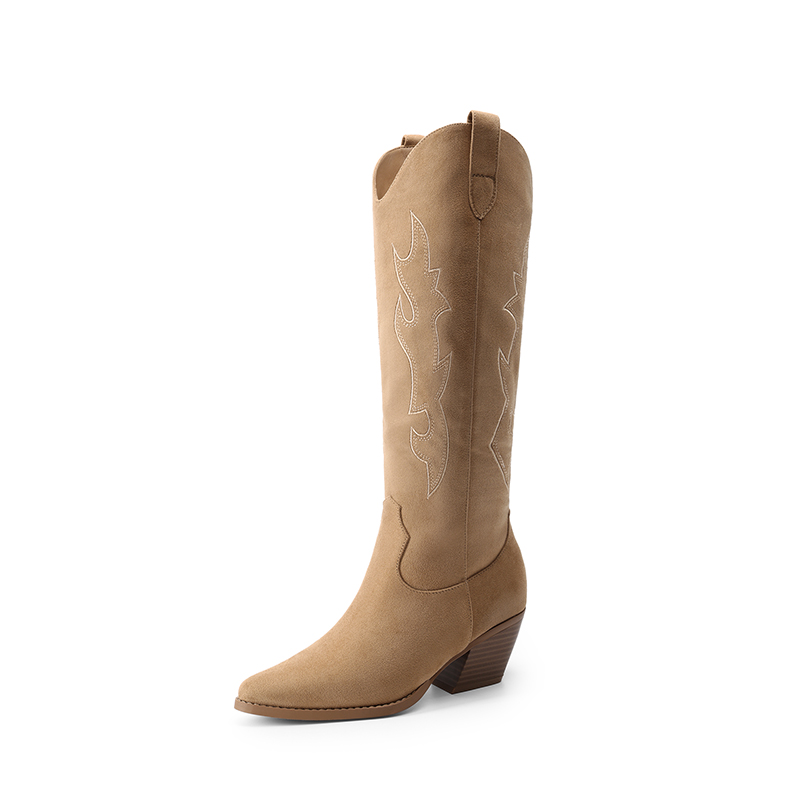 DREAM PAIRS Block Heel Knee high Cowgirl Boots — view 1