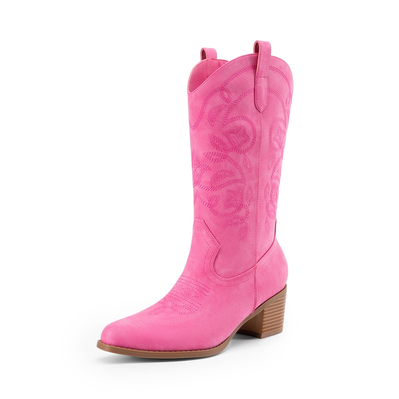 DREAM PAIRS Women   s Wide calf Embroidered Distressed Cowboy Boots — view 1