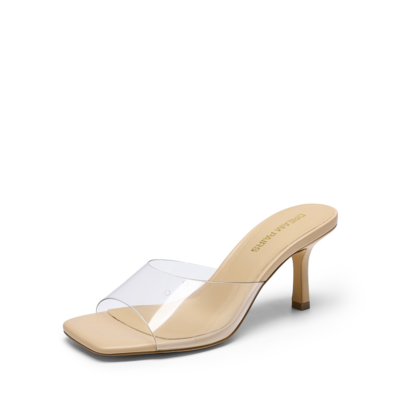 DREAM PAIRS Women   s Kitten Heel Square Toe Sandals — view 1