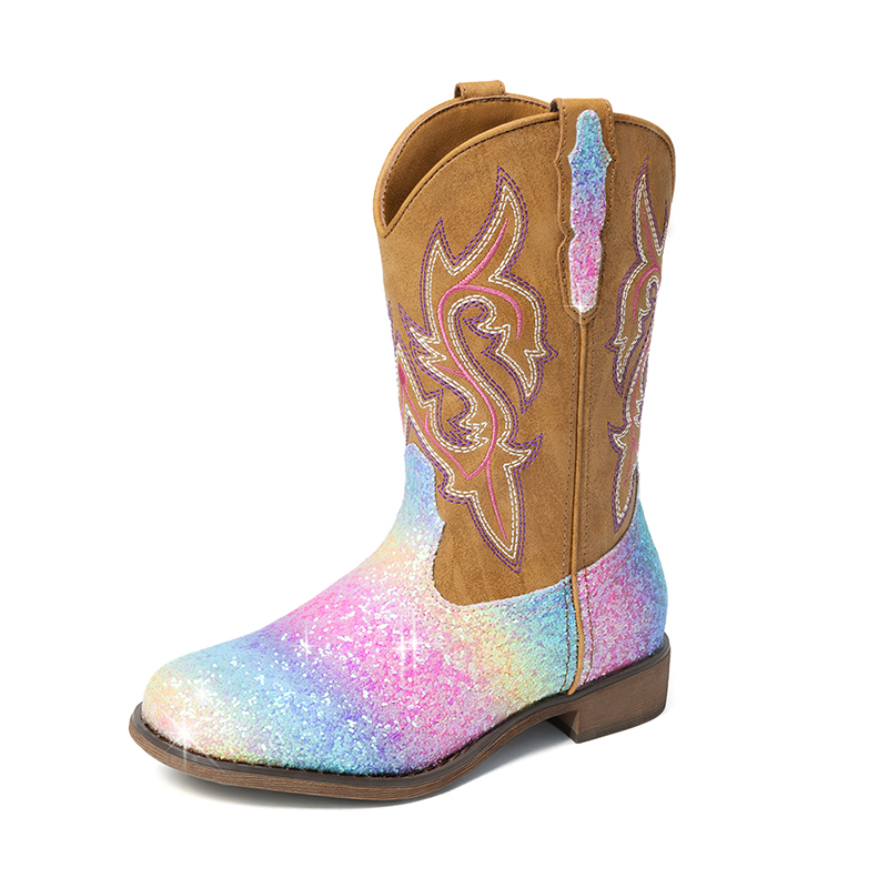 DREAM PAIRS Girls    Glitter Cowboy Boots — view 1