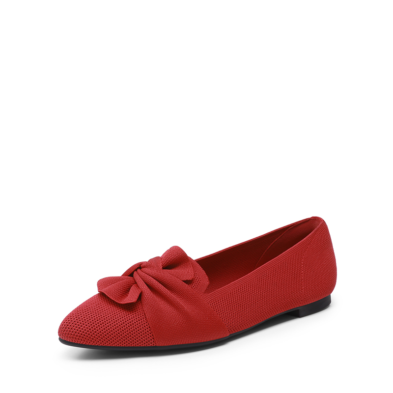 DREAM PAIRS Ascenelle Women   s Foldable Bow Flats Knit Edition