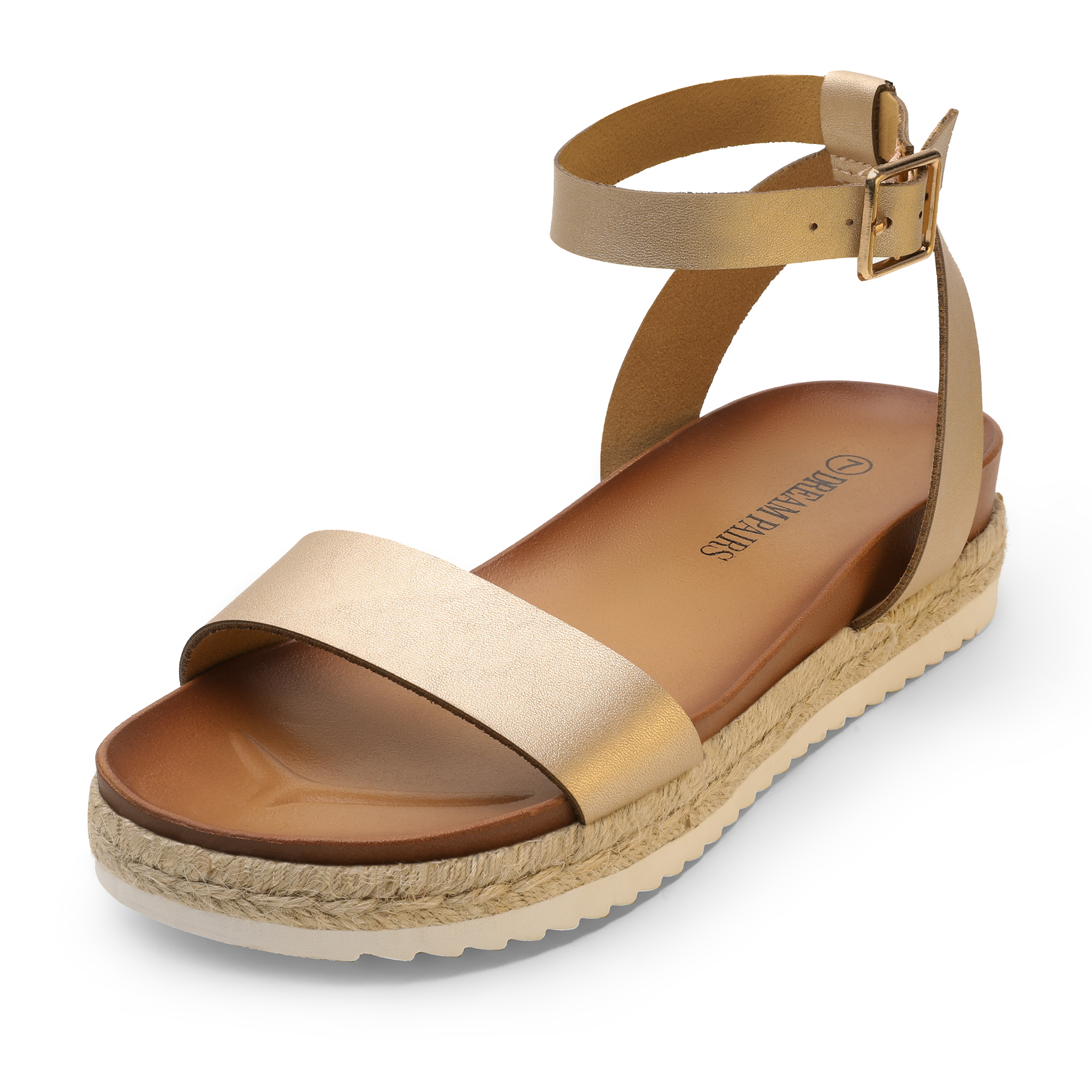 DREAM PAIRS Open Toe Ankle Strap Espadrille Platform Sandals