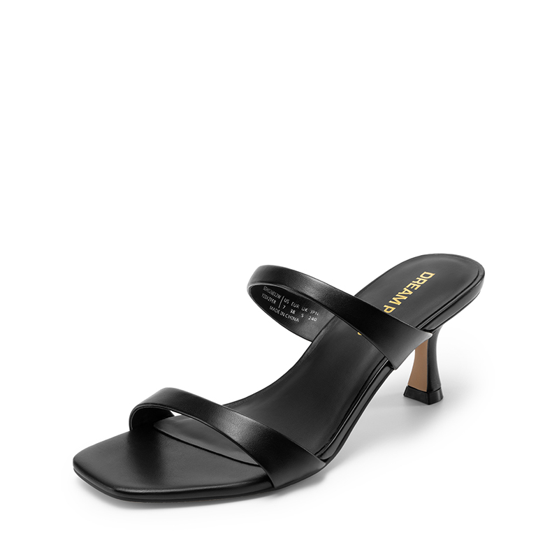 DREAM PAIRS Women s Strappy Square Toe Kitten Heel Mules