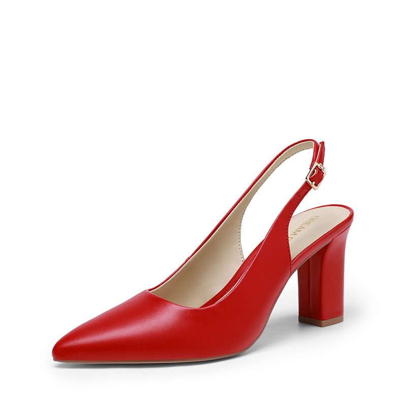 DREAM PAIRS Women   s Slingback Block Heel Pumps