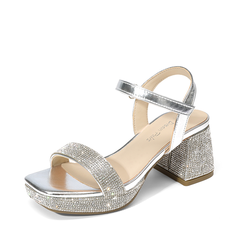 DREAM PAIRS Girls Square Toe Block Heel Dress Sandals