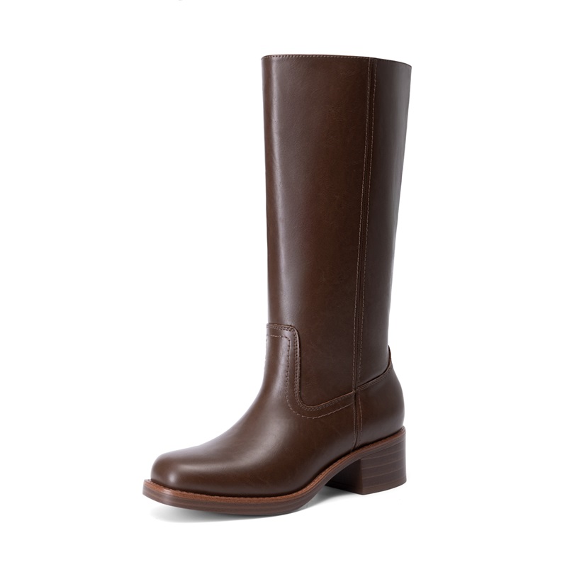 DREAM PAIRS Women   s Retro Square Toe Block Heel Western Boots — view 1