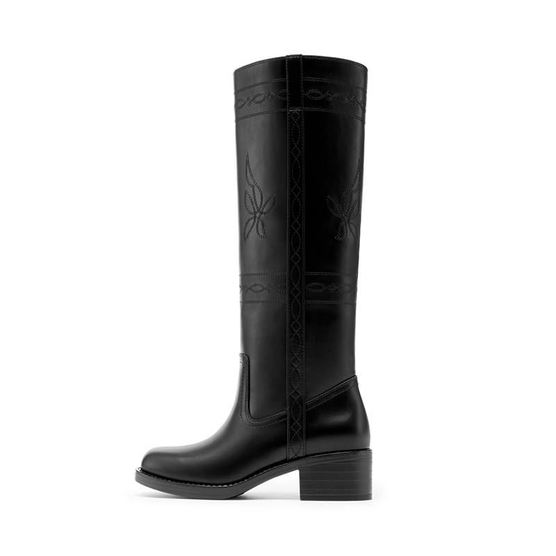 DREAM PAIRS Women   s Square Toe Knee High Western Boots — view 1