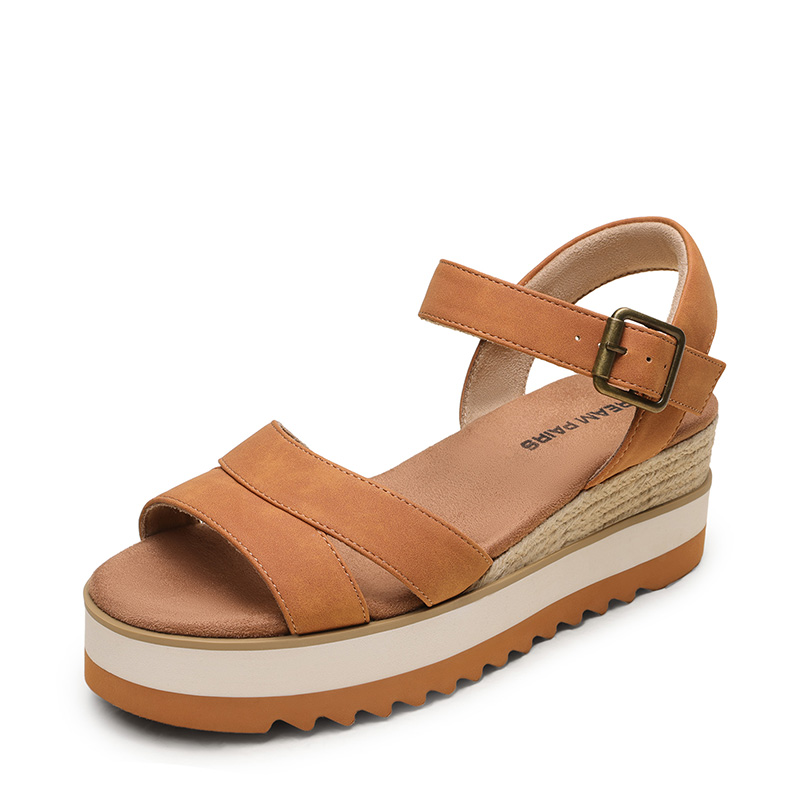 DREAM PAIRS Women   s Adjustable Buckle Wedge Sandals