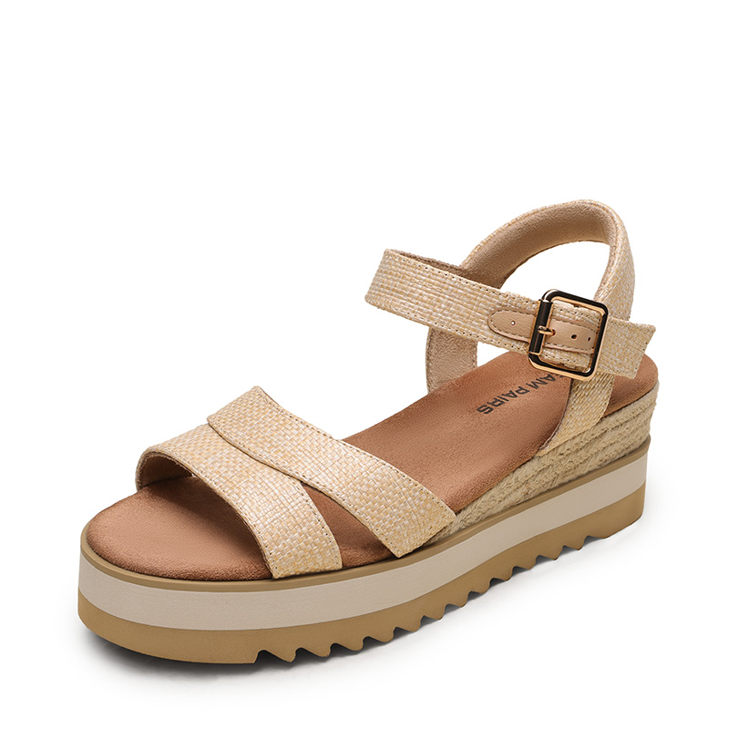 DREAM PAIRS Women   s Adjustable Buckle Wedge Sandals