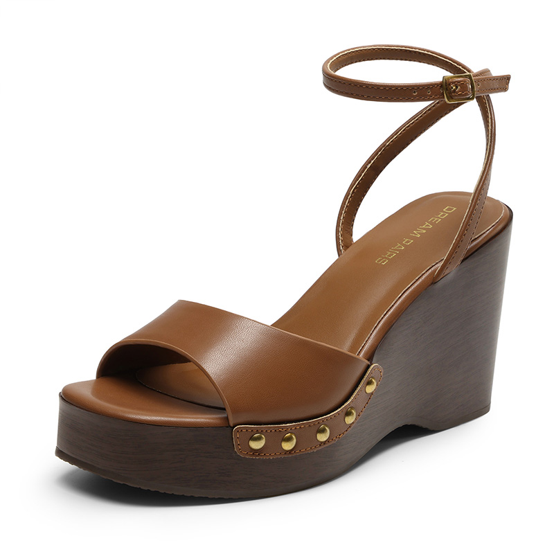 DREAM PAIRS Women's Studded Square Toe Boho Wedge Sandals — view 2