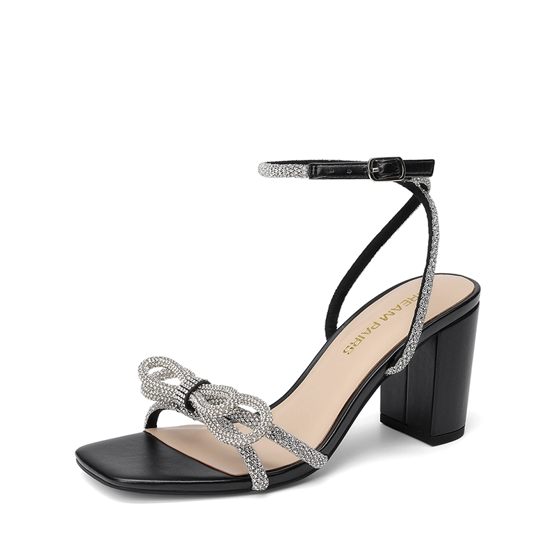 DREAM PAIRS Women s Rhinestone Bow Block Heel Sandals — view 1