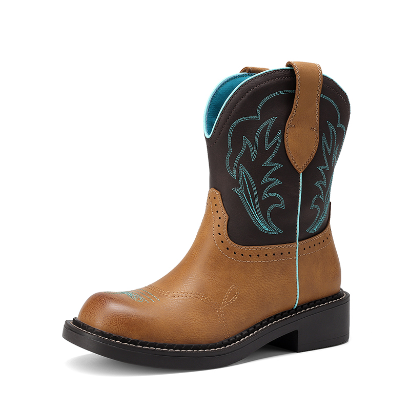 DREAM PAIRS Women s Cushioned Western Slip on Boots