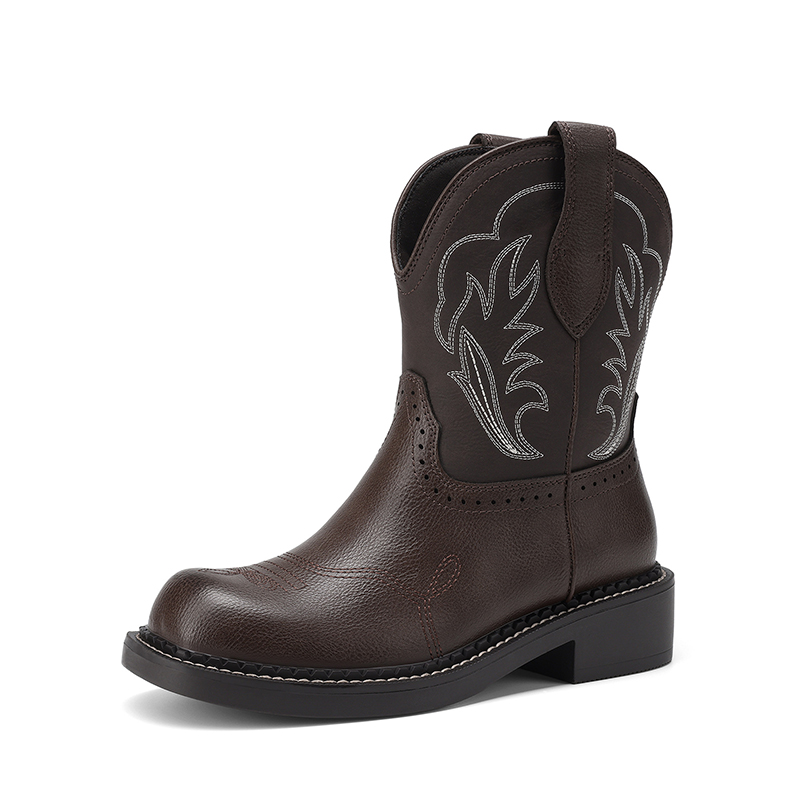 DREAM PAIRS Women s Cushioned Western Slip on Boots