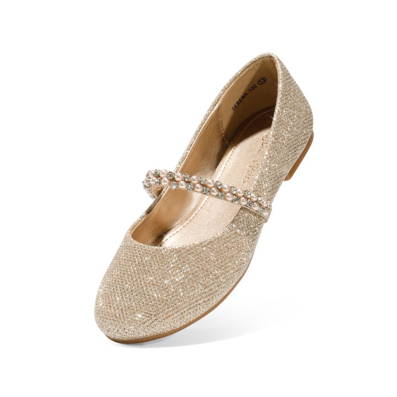 DREAM PAIRS Girls    Pearl   Rhinestone Mary Jane Flats