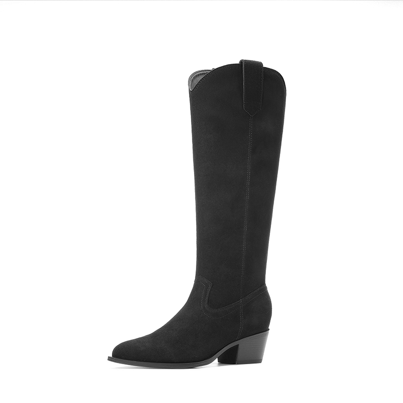 DREAM PAIRS Women s Pointed Toe Suede Knee High Cowboy Boots — view 1