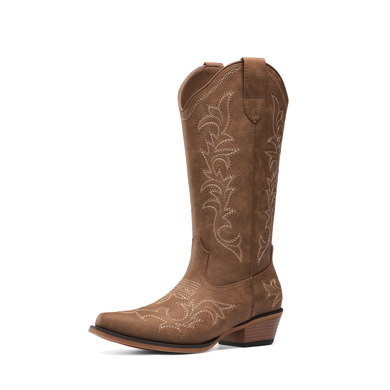 DREAM PAIRS Women s Western Style Embroidered Cowboy Boots