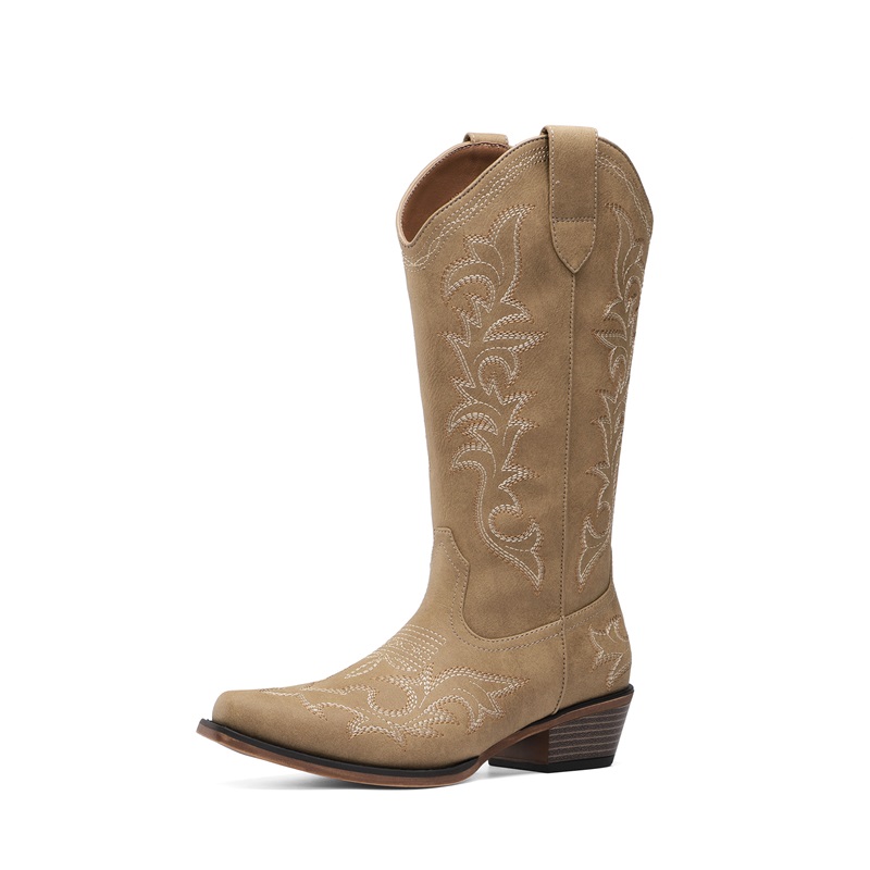 DREAM PAIRS Women s Western Style Embroidered Cowboy Boots