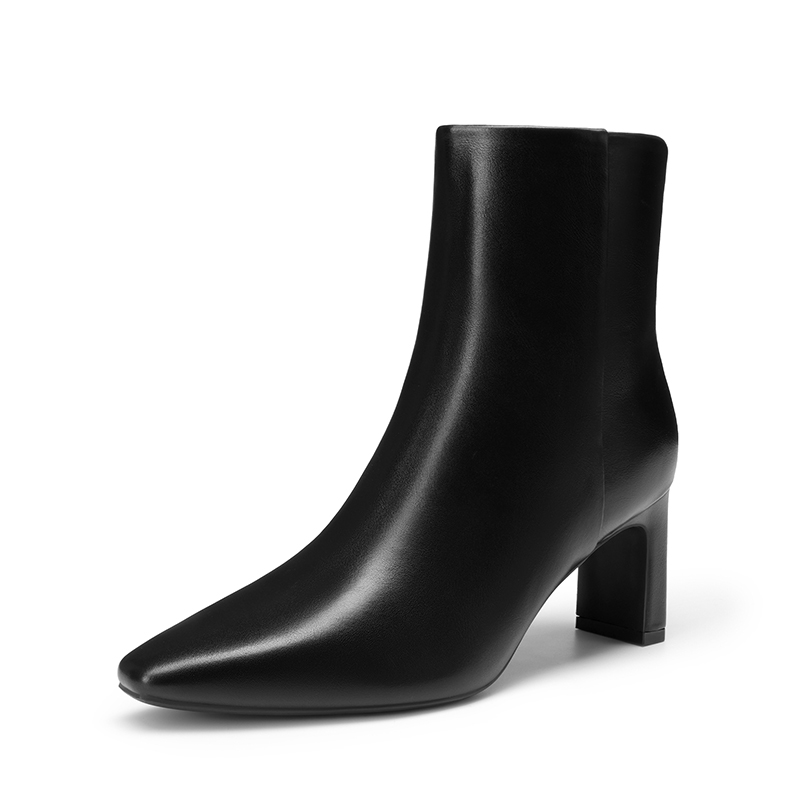 DREAM PAIRS Women s Square Toe Ankle Boots with Side Zippers