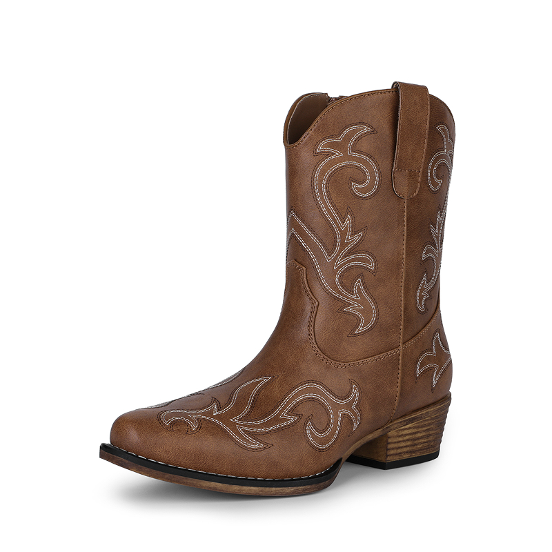 DREAM PAIRS Women s Ankle Cowgirl Boots with Cuban Heel