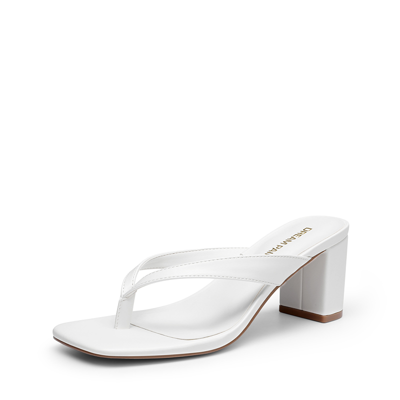 DREAM PAIRS Women s Square Toe Thong Block Heel Sandals