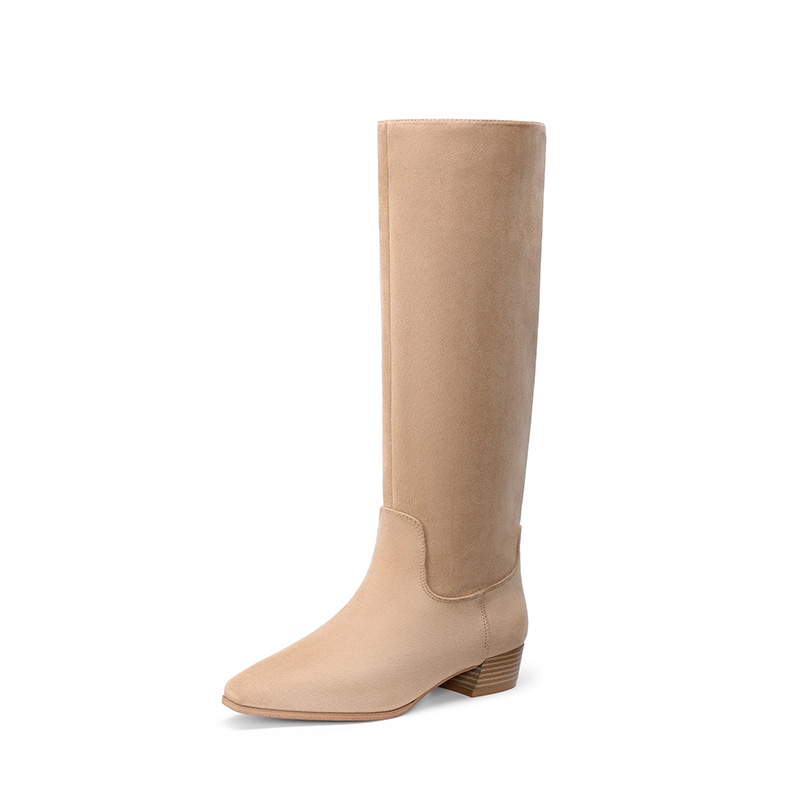 DREAM PAIRS Women's Low Heel Straight Shaft Knee High Boots — view 2