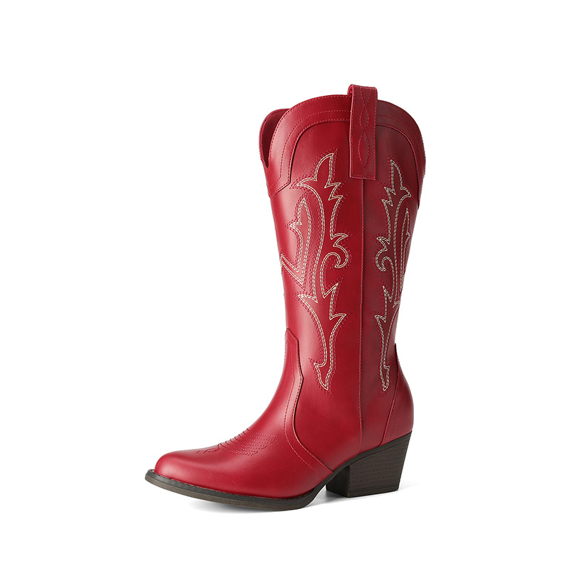 DREAM PAIRS Women s Embroidered Pointed Toe Western Boots