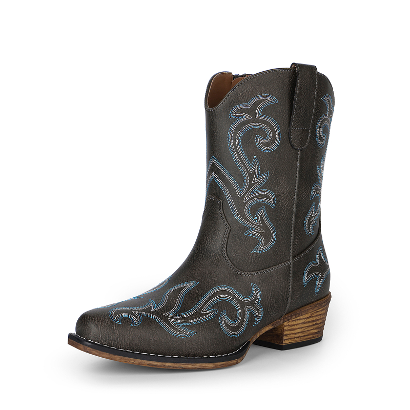 DREAM PAIRS Women s Ankle Cowgirl Boots with Cuban Heel