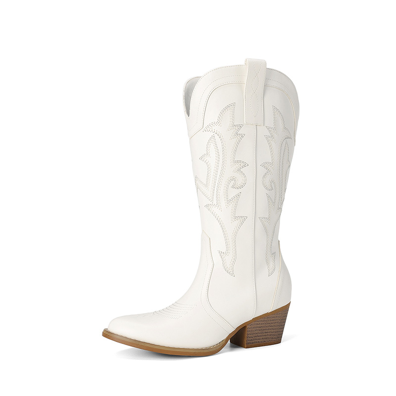 DREAM PAIRS Women s Embroidered Pointed Toe Western Boots